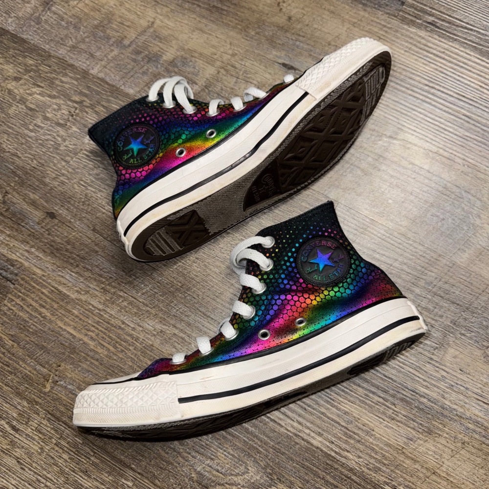 Converse Chuck Taylor All Star High Top Rainbow Metallic Snakeskin Womens 6 - Picture 10 of 10